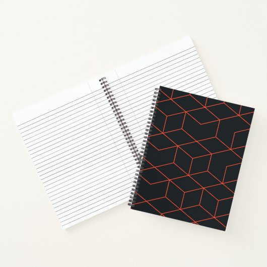 Carnet Vibrant, rétro, simple, cool, tendance motif cube (Intérieur)