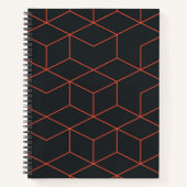 Carnet Vibrant, rétro, simple, cool, tendance motif cube (Devant)