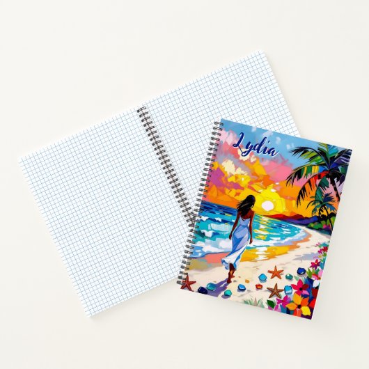 Carnet Vibrant Sunset Abstract Beach Scene Personalized (Intérieur)