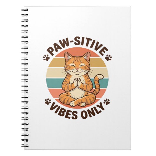 Carnet Vibrations Positives Uniquement Chat Méditant Desi (Devant)