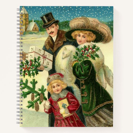 Carnet Victorian Famy in the snow Christmas scene (Devant)