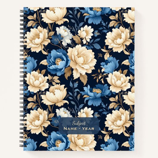 Carnet Victorian Flowers Blue (Devant)