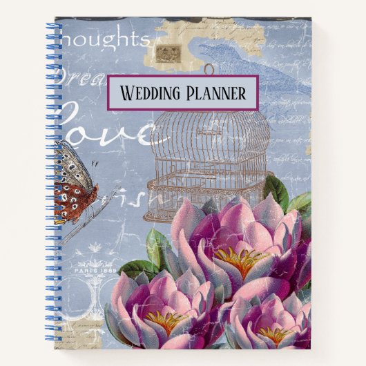 Carnet Victorian Love Thoughts Dreams Bird Cage Mariage (Devant)