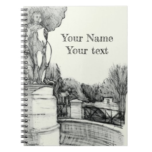 Carnet Vieille fontaine dans le parc avec garçon sculpté (Devant)