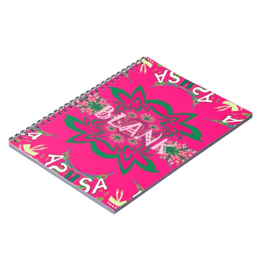 Carnet Vierge bébé vif rose floral violet couleur monogra (Côté gauche)