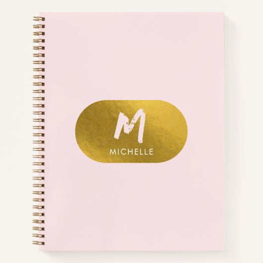 Carnet Vierge rose or Chic féminin Monogramme initial (Devant)