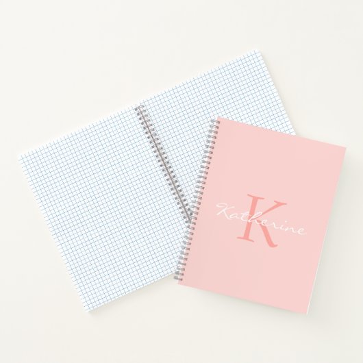 Carnet Vierge rose Script Girl Chic Monogramme Nom (Intérieur)