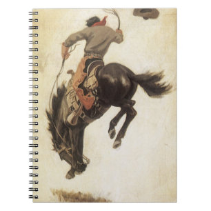 Carnet Vieux Cowboy, étude de Bronco Buster par NC Wyeth