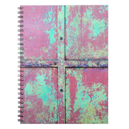 Carnet Vieux mur peint en vert avec une texture rouille.  (Devant)