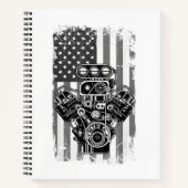 Carnet Vieux Piston de Voiture de Muscle de Drapeau Améri (Devant)