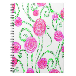 Carnet Vignes vert et rose