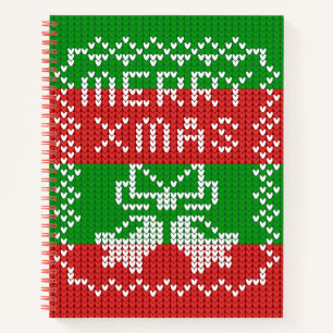 Carnet Vilain pull motif sonnettes Joyeux fils Xmas