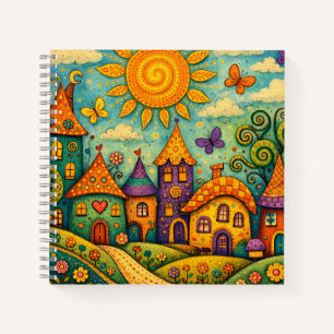 Carnet Village de Conte de Fées Fantaisiste sur Toile Col