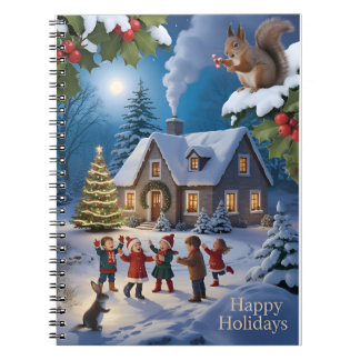 Carnet Village de Noël hivernal enneigé