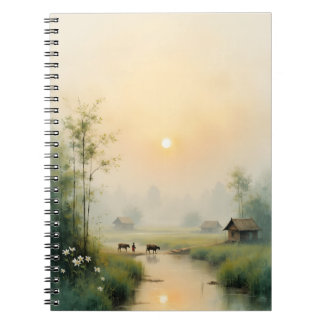 Carnet Village vietnamien sous la brume matinale - Art à