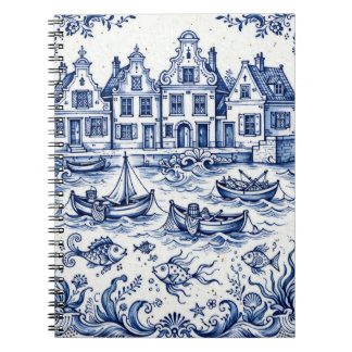 Carnet Ville de Delft & Port de Pêche Bleu Cobalt Blanc