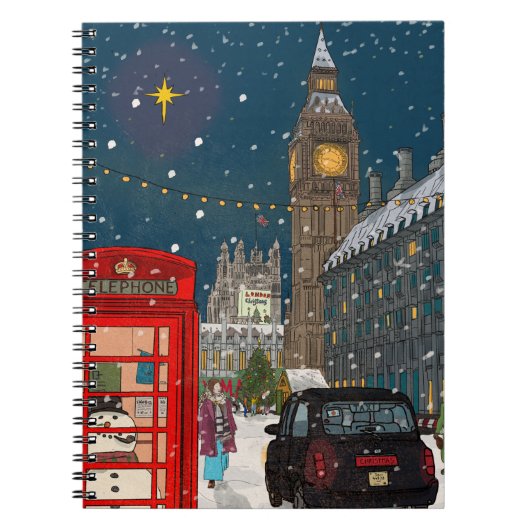 Carnet Ville de Noël de Londres d'inspiration rétro (Devant)