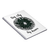 Carnet Ville panoramique en noir et blanc sous la Lune (Côté Droit)