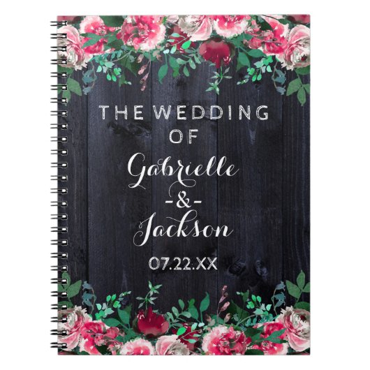 Carnet Vin Blush & Marine Bois Bourgogne Wedding planner (Devant)