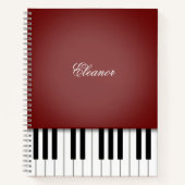 Carnet Vin foncé Rouge Piano Musique Clavier Personnalisé (Devant)