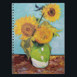 Carnet Vincent Van Gogh - Trois tournesols dans un vase<br><div class="desc">Trois tournesols dans un Vase / Vase avec trois tournois - Vincent Van Gogh,  août 1888 - Sunflowers 1888 première version (F453)</div>