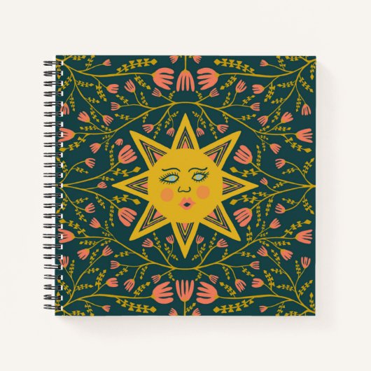 Carnet Vins Sun & Flower Motif Boho Cute (Devant)
