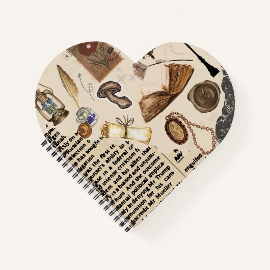 Carnet Vintage Aesthetic heart shaped Notebook (Devant)