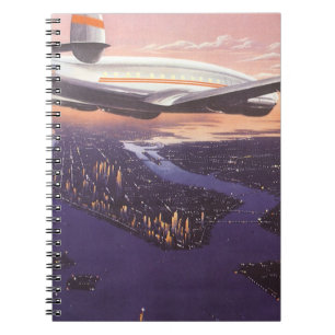 Carnet Vintage Airplane over Hudson River, New York City