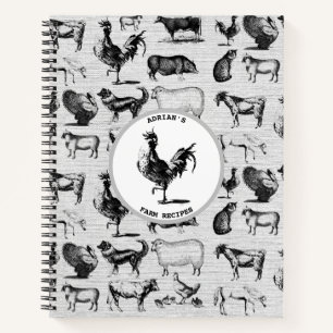 Carnet Vintage Animal de ferme Rustique Collage Recette L