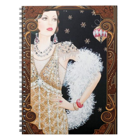 Carnet Vintage Art déco Lady Christmas (Devant)