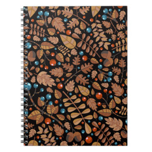 Carnet vintage automne, motif d'hiver avec plante.