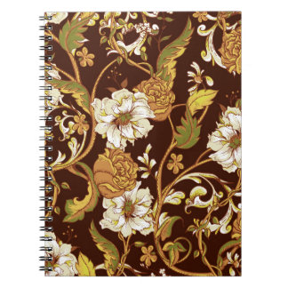 Carnet Vintage baroque fleuri : magnolias, motif rose.