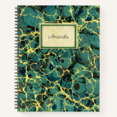 Carnet Vintage Bleu Antique Papier marbré Vieux Étiquette (Devant)