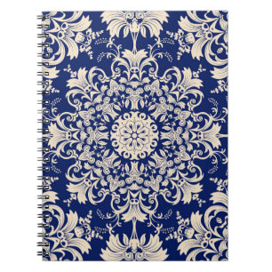 Carnet Vintage Bleu : Elégant Motif sans couture.