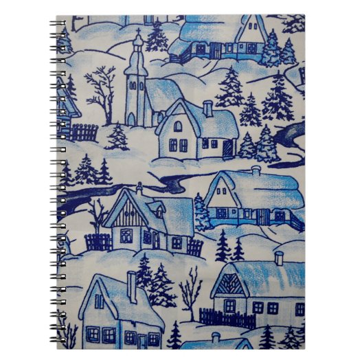 Carnet Vintage Blue Christmas Village (Devant)
