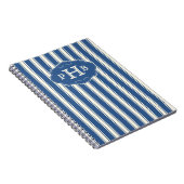 Carnet Vintage Blue Stripes Elegant Three-Letter Monogram (Côté Droit)