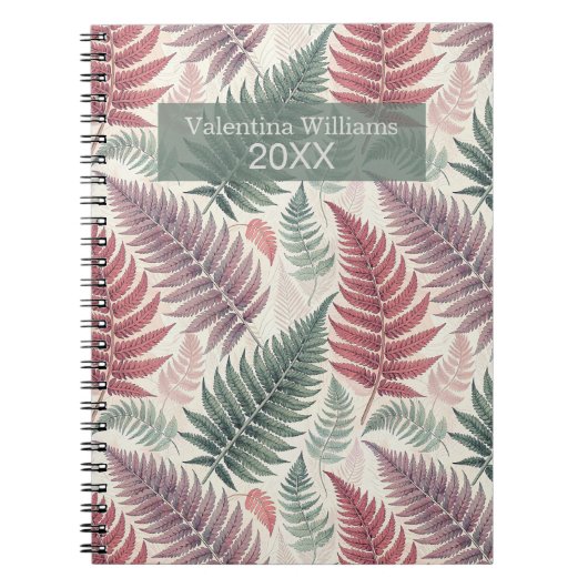 Carnet Vintage Botanical Fern Monogram (Devant)
