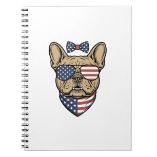 Carnet Vintage Bulldog français patriotique Art vectoriel