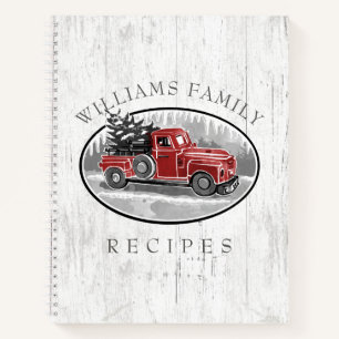 Carnet Vintage Camion Rouge Rustic Wood Family Recette