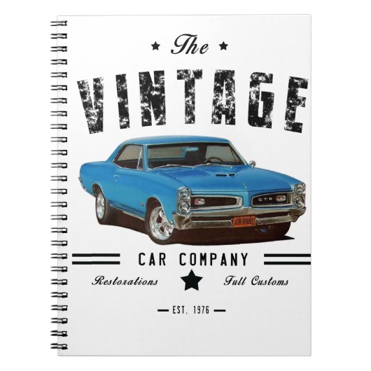 Carnet Vintage Car Company Blue GTO (Devant)