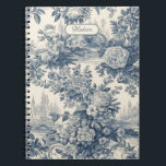 Carnet Vintage chic floral Bleu toile de jouy monogramme<br><div class="desc">Elégant carnet monogramme vintage Blue toile de jouy. Belle toile de jouy sans couture motif Bleu sur arrière - plan blanc.Les gravures de toile sont un régal en ce moment, il s'agit d'une toile de jouy vintage élégante et ornée avec motif damassé exotique, un style amusant qui est actuellement tendance...</div>