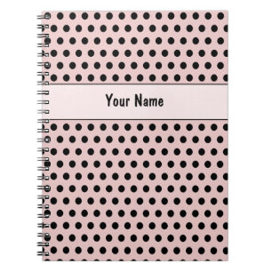 Carnet Vintage classique rose et noir Pois de nom