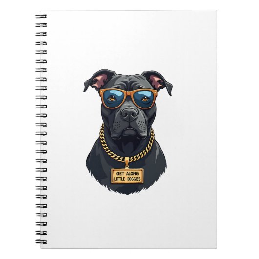 Carnet Vintage Cool Pitbull in Sunglasses with Gold Chain (Devant)