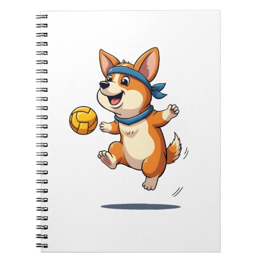 Carnet Vintage Corgi Volleyball Illustration Cute Dog Ath (Devant)