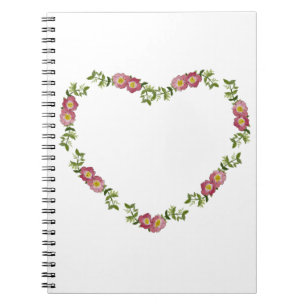 Carnet Vintage couronne de fleurs en forme de coeur pour