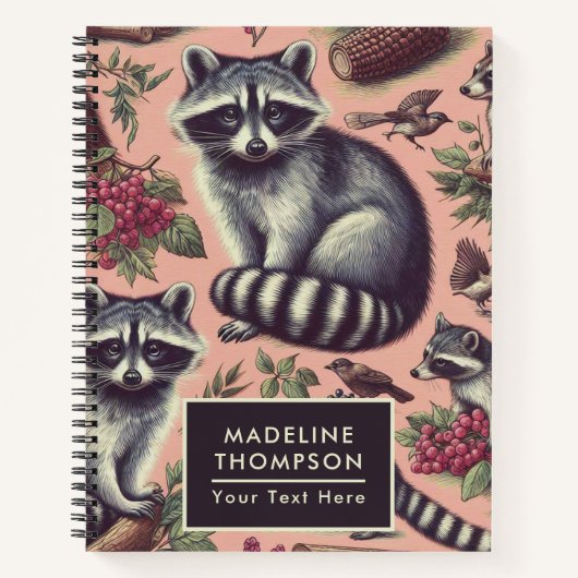 Carnet Vintage Cute Racoon (Devant)