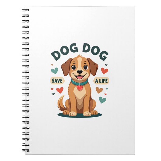Carnet Vintage Cute Rescue Dog Save A Life Cartoon Puppy  (Devant)