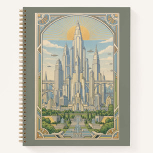 Carnet Vintage Deco Cité d'Ivoire et Skyline Rétro-Futuri