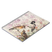 Carnet vintage d'oiseaux victoriens | Écriture élé (Côté gauche)