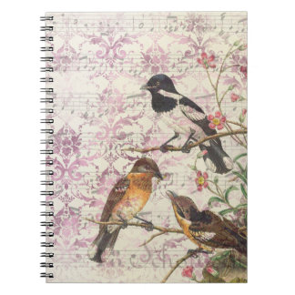 Carnet vintage d'oiseaux victoriens | Écriture élé